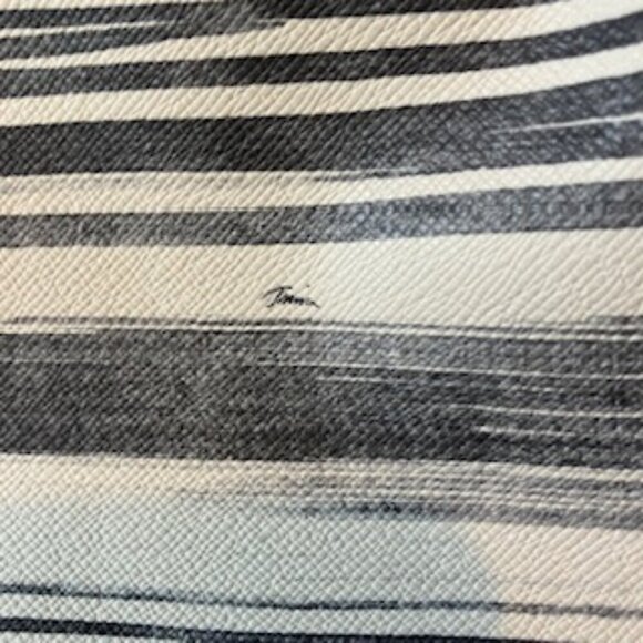 Trina Turk tote light blacks and faded grays on white. - Picture 3 of 10